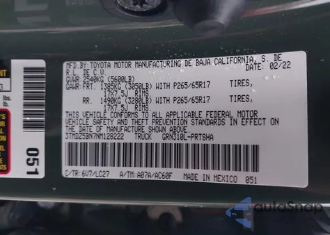 2022 Toyota Tacoma Trd Sport from USA, damaged, VIN 3TMDZ5BN7NM128222